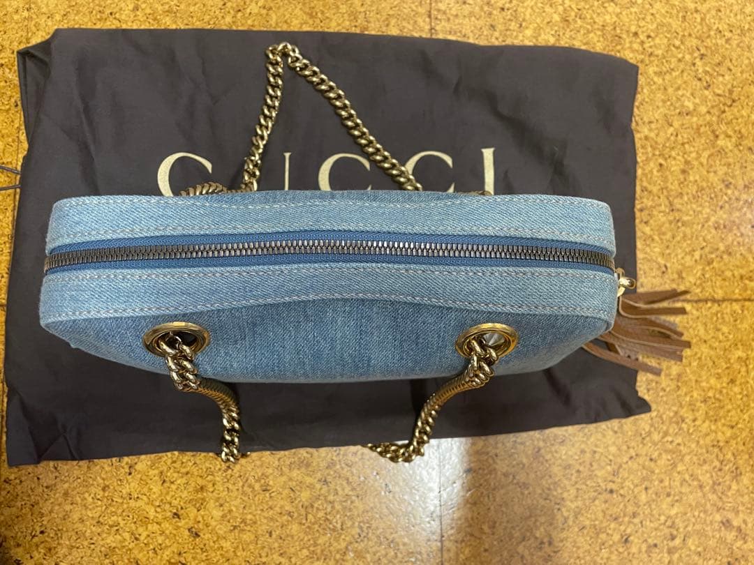 GUCCI デニムブルー ショルダーバッグ 保存袋付き