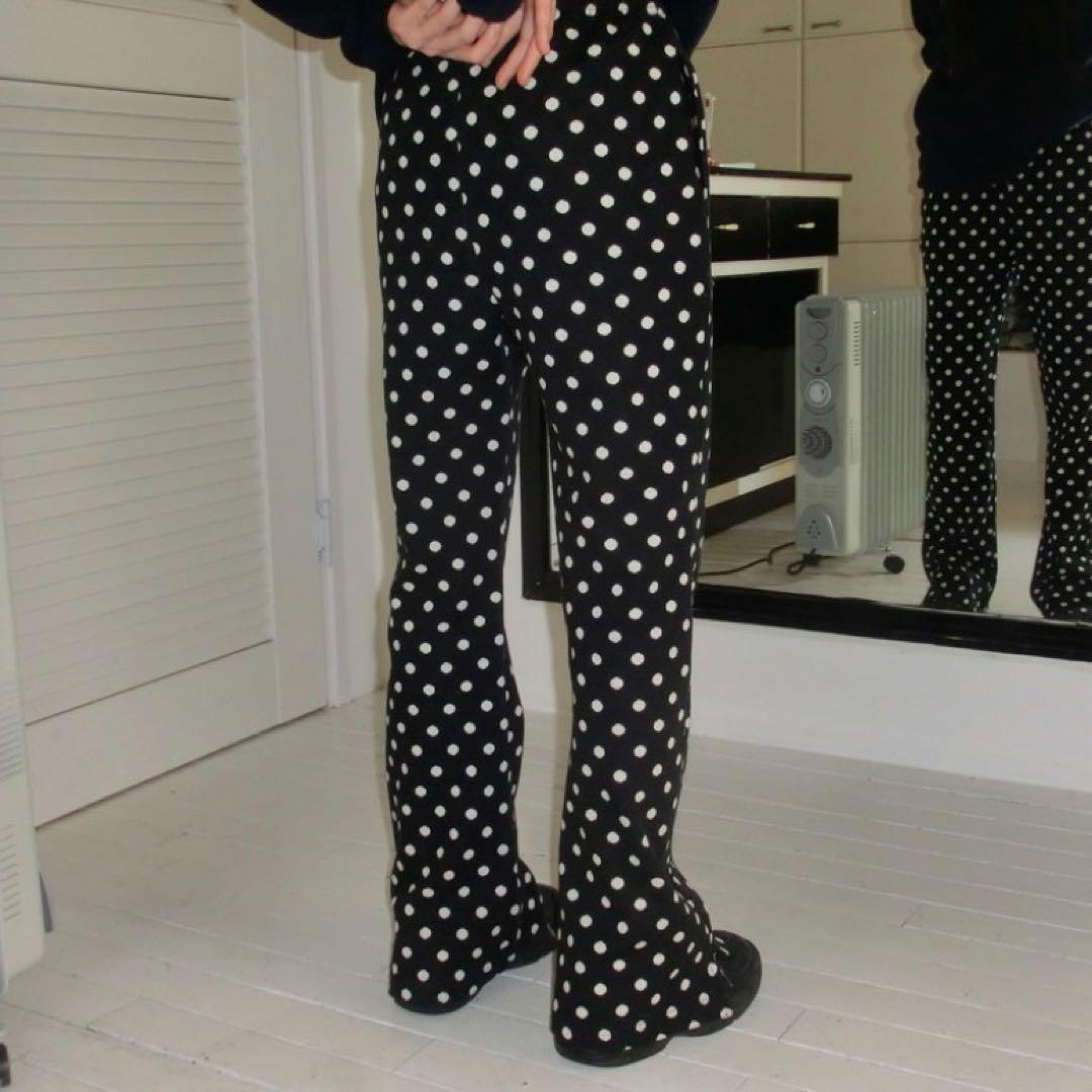 【即日配送】 アテネ attends 韓国 ドット 水玉 パンツ フレアパンツ