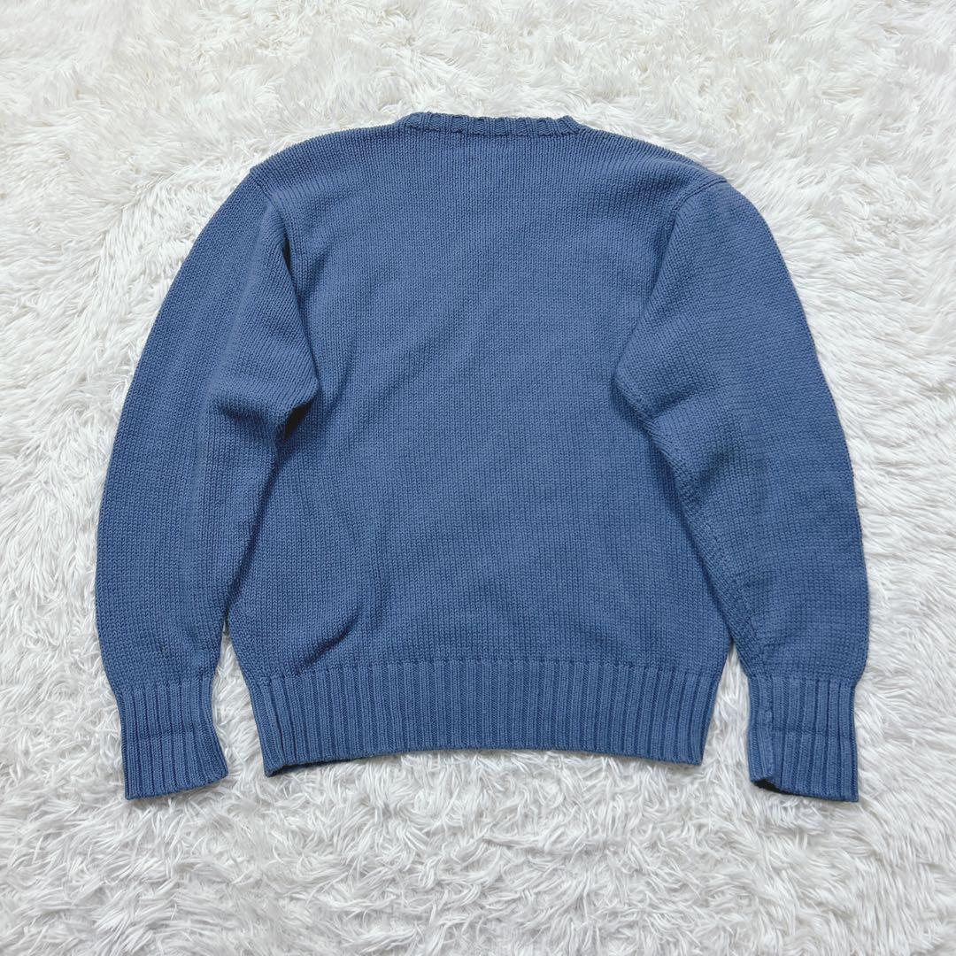 90s ポロバイラルフローレン　日本製　コットンセーター　ラピスブルー　M