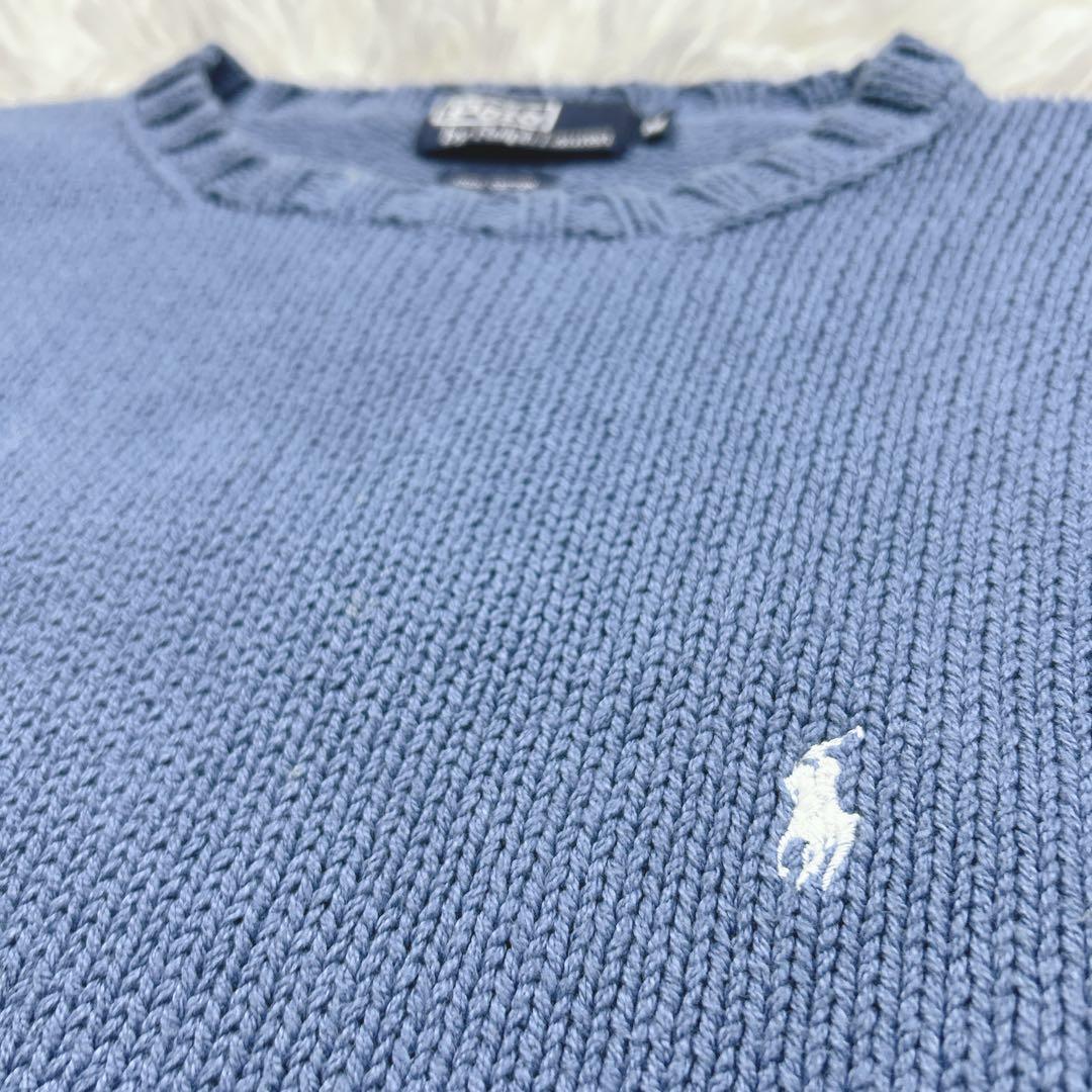 90s ポロバイラルフローレン　日本製　コットンセーター　ラピスブルー　M