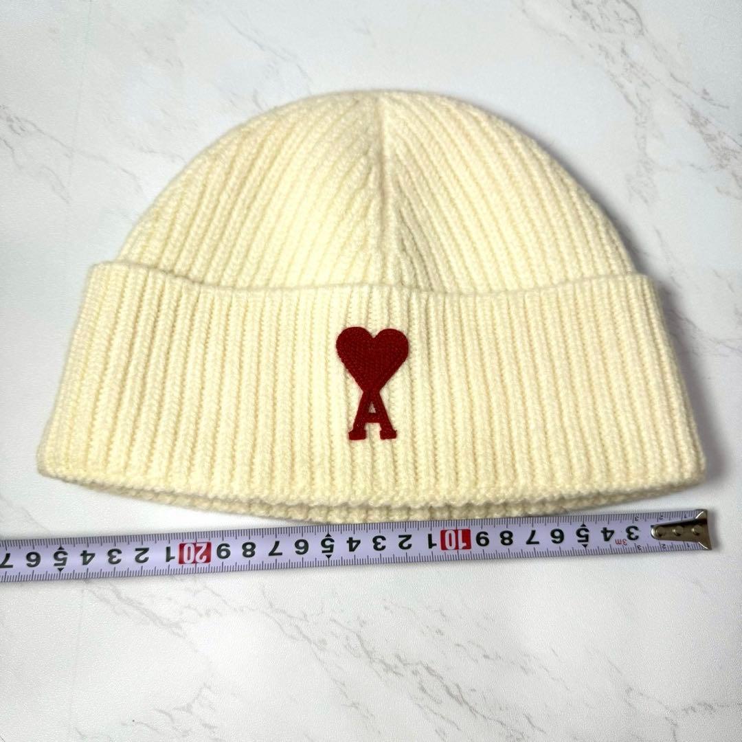 AMI PARIS アミパリス ニット帽 ハートロゴ アイボリー　袋付 最終価格