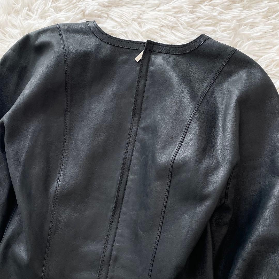 LOEWE ゴートレザー シルク ライダースジャケット ブラック ダブルジップ