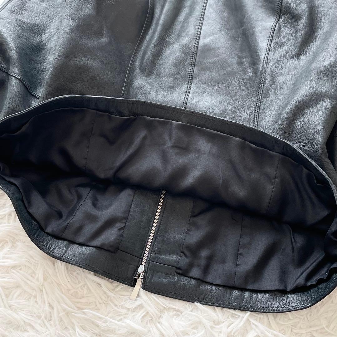 LOEWE ゴートレザー シルク ライダースジャケット ブラック ダブルジップ