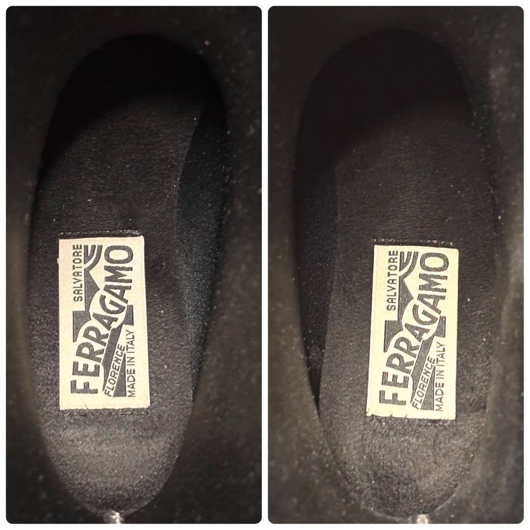 美品 サルヴァトーレ フェラガモ 6 23.5 ヴァラ レインブーツ ブラック