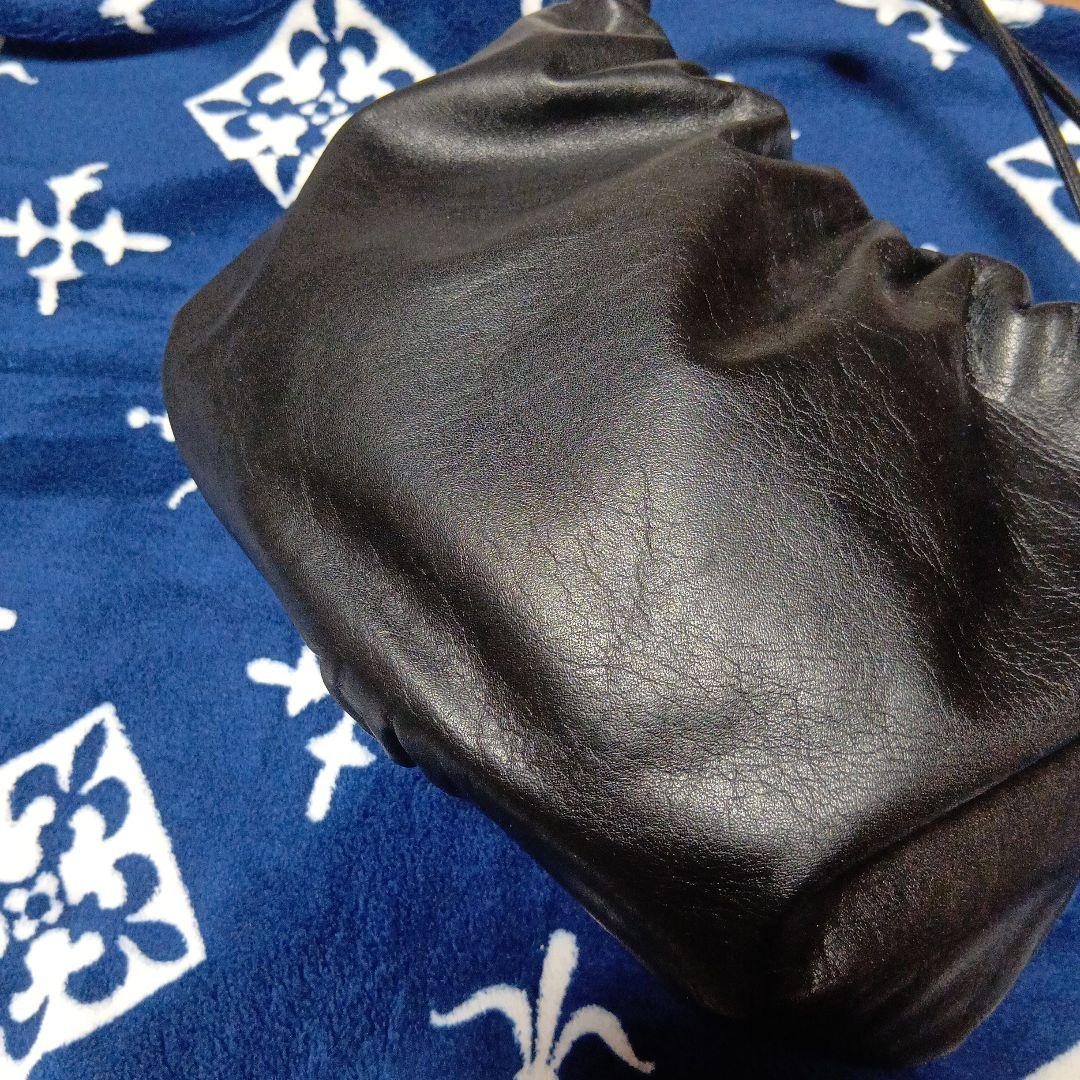 russet レザー巾着 4WAYショルダーバッグ　ブラック　ラシット