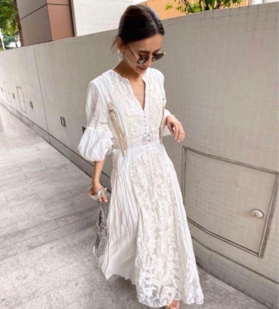 ワンピース ameri MEDI EMBROIDERY TULLE LACE DRESS