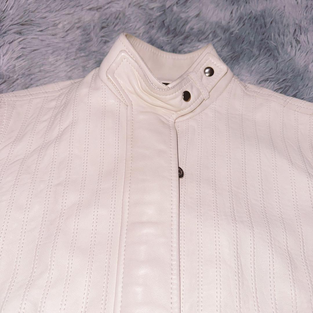 ドルチェ&ガッバーナ　ホワイト　ライダース　38 シープスキン