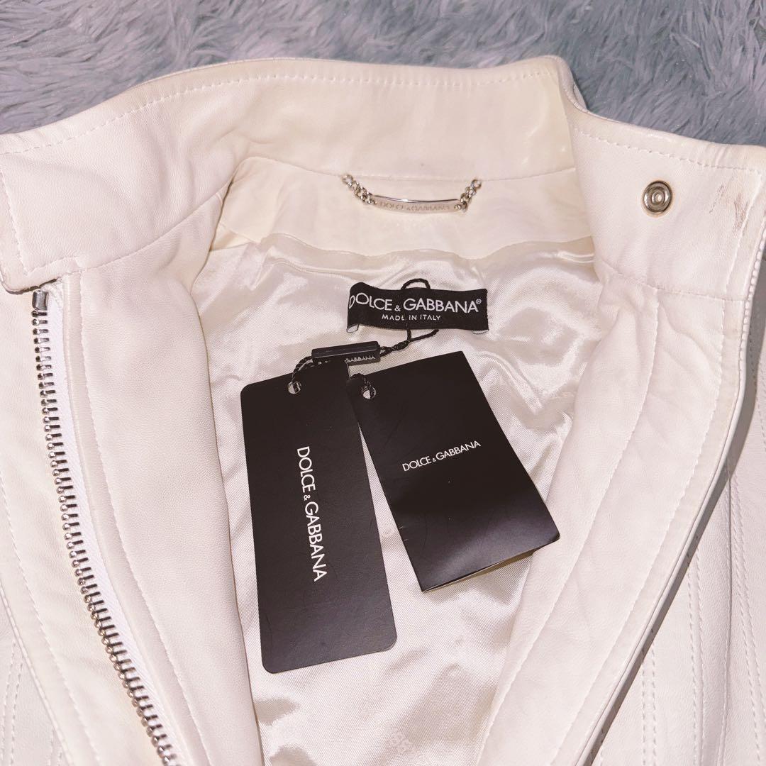 ドルチェ&ガッバーナ　ホワイト　ライダース　38 シープスキン