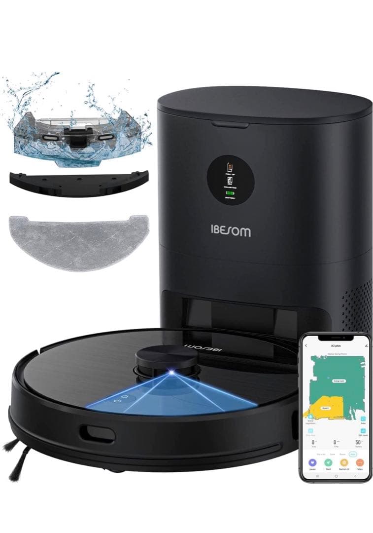 【新品】ロボット掃除機 3L自動ゴミ収集3-in-1吸引・掃除・水拭き