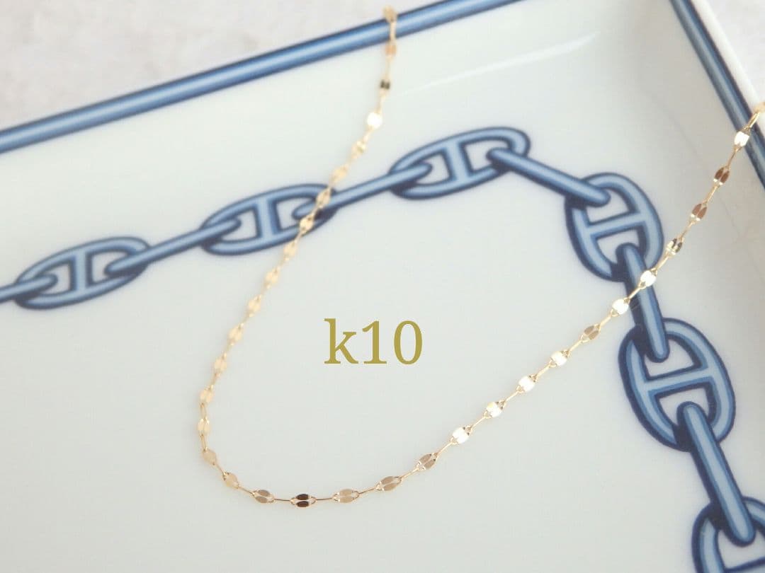 凛　k10ネックレス　ペタルチェーン　1.4㎜幅　　つけっぱなし