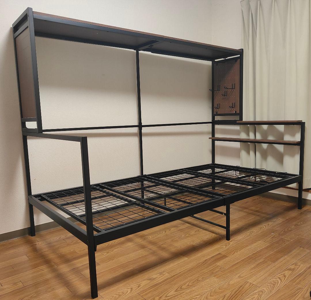 引取限定　オールイン ベッド アイアン フレーム シングル ブラック