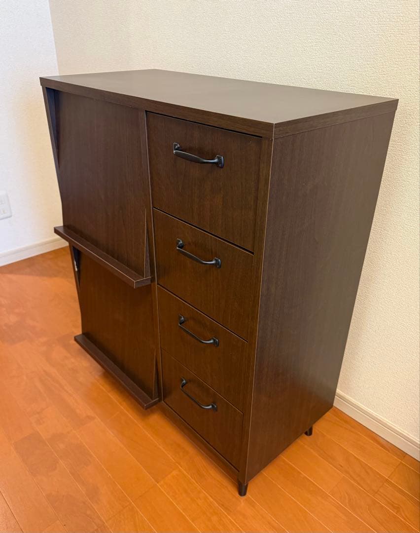 【6/2まで】B-company 引き出し付ブックシェルフ 2枚扉＋4段引き出し