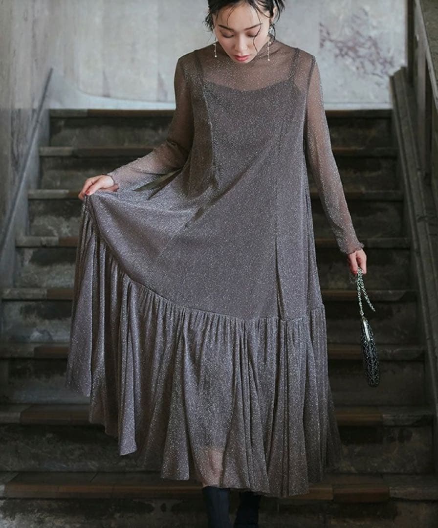 ラメチュールメロウワンピースドレス