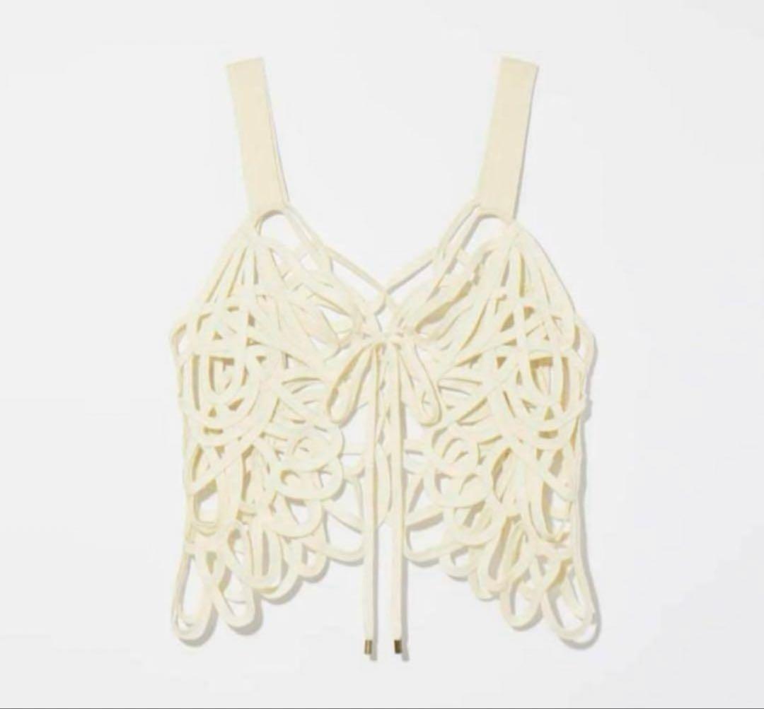 Eaphi EMBROIDERY CORD VEST アイボリー