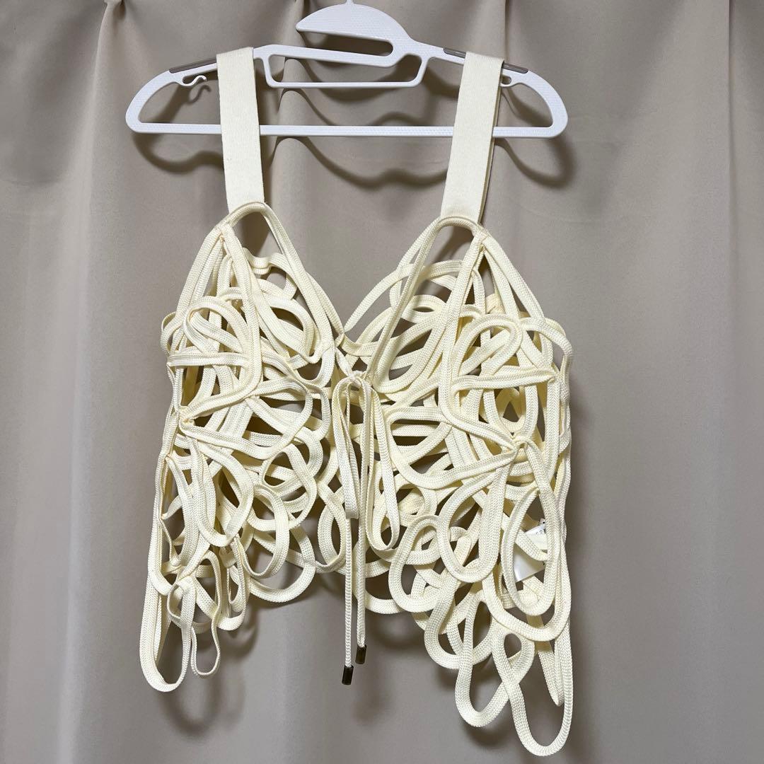 Eaphi EMBROIDERY CORD VEST アイボリー