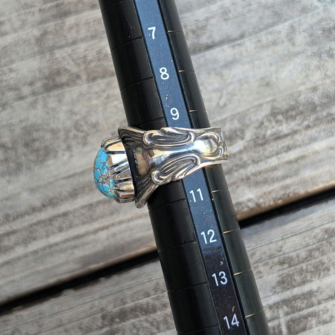 ハンドメイドのターコイズリング　インディアンジュエリー風　スプーンリング