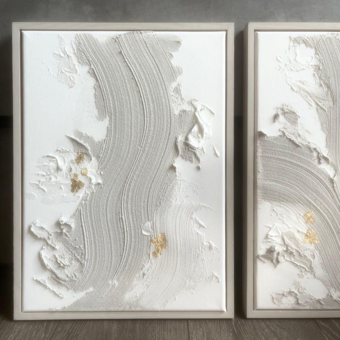 現代アート　2枚セット　フレーム付き　インテリア　モダン　アートパネル　抽象画