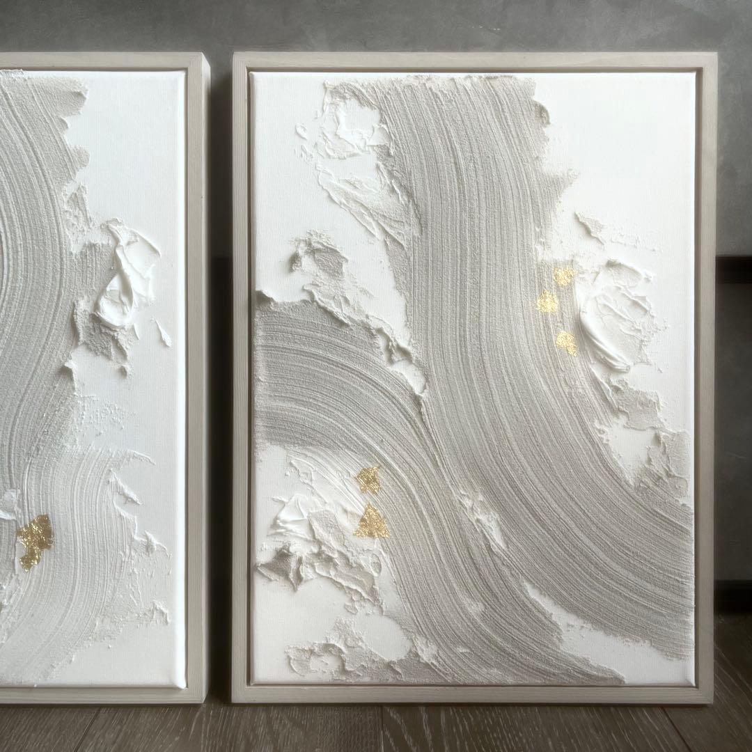 現代アート　2枚セット　フレーム付き　インテリア　モダン　アートパネル　抽象画