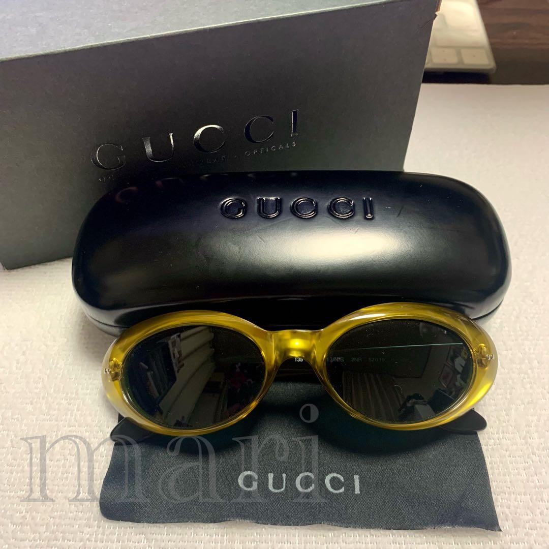 【GUCCI】 グッチ オーバルサングラス Gロゴ ユニセックス 極美品