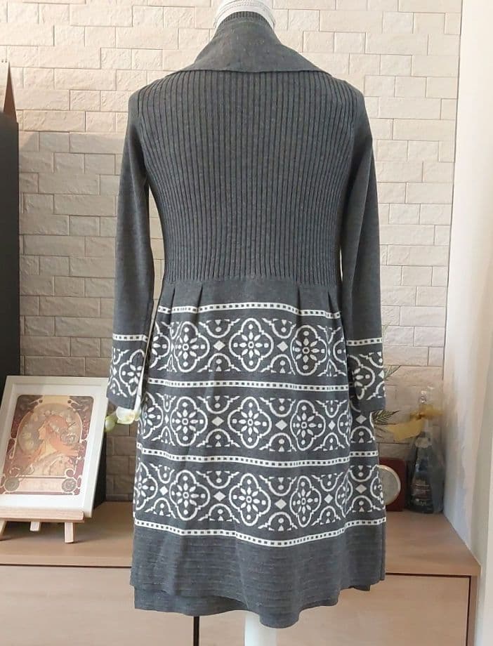 ❣️美品❣️花型モチーフ刺繍ジャガードニットチュニック ワンピースM