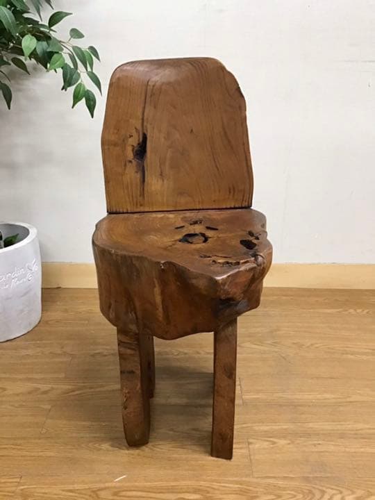 Jenny☆管85☆天然木椅子☆和製ヴィンテージ☆民芸家具☆総欅材☆花台