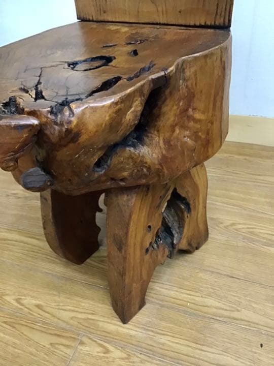 Jenny☆管85☆天然木椅子☆和製ヴィンテージ☆民芸家具☆総欅材☆花台