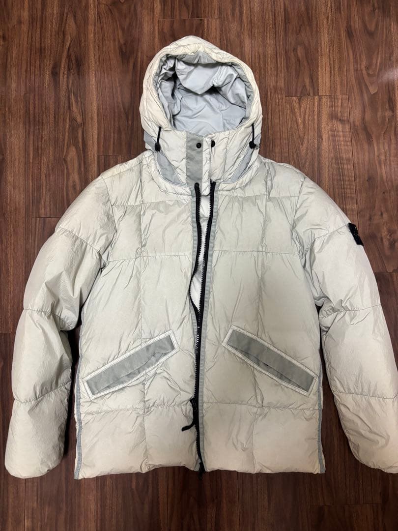 STONE  フード付きダウンジャケット ライトグレー