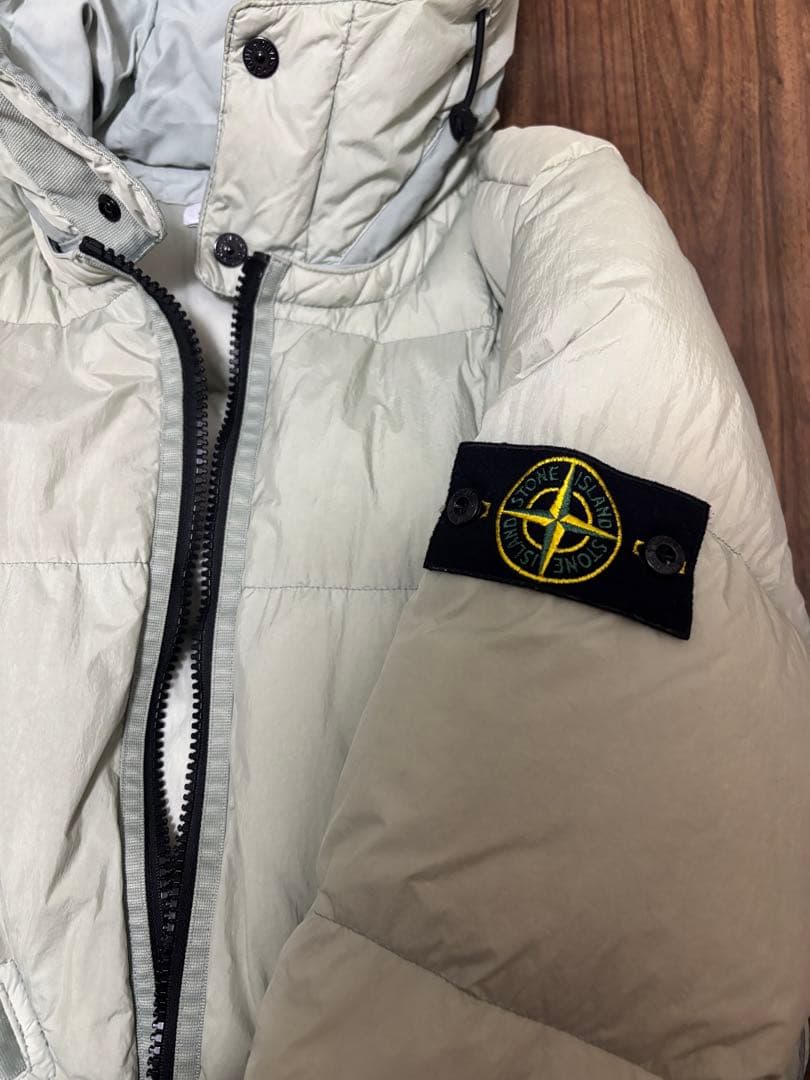 STONE  フード付きダウンジャケット ライトグレー