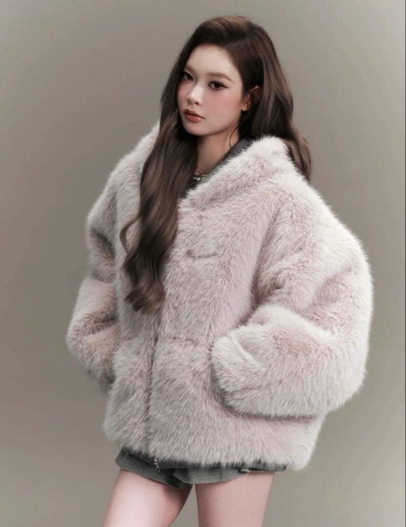 ANDWANG Kirakira 2way fur zip up アンドワン