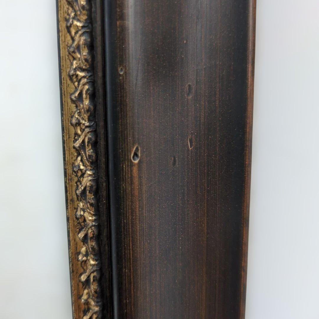 木製額縁 F20号 面金付マット付き ダークブラウン 金色縁取り