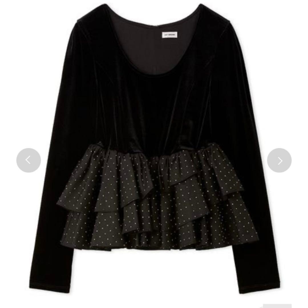 Lily brown ベロアペプラムフリルトップス