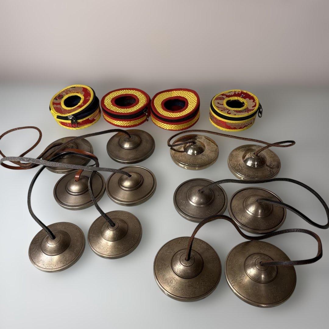 青銅　ヒーリング　ティンシャ 6点セット｜無地／彫刻／プレミアム光面｜ケース4つ