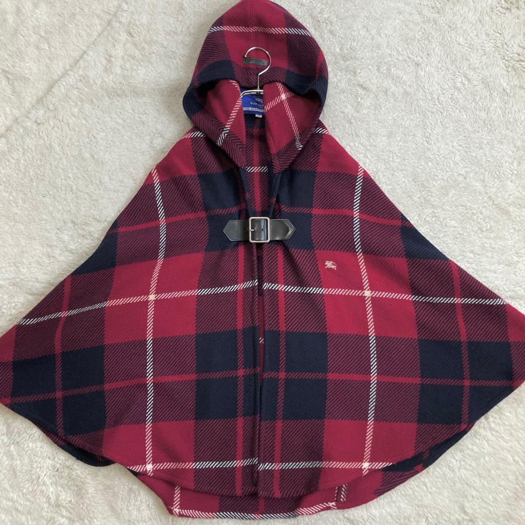 美品✨BURBERRY BLUE LABEL　フード付きポンチョ　ホースロゴ