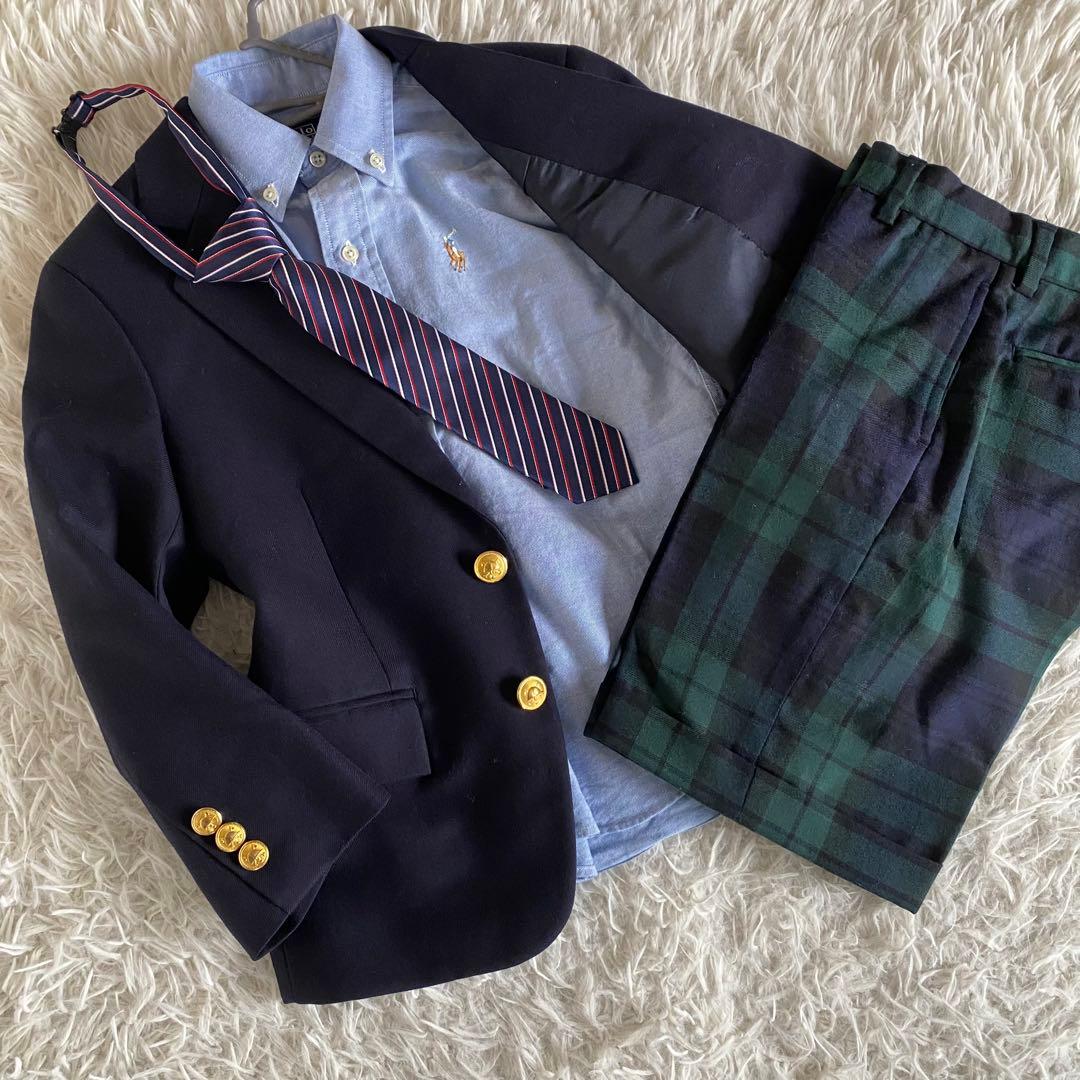 【美品】ラルフローレン　フォーマル4点セット　紺×ブラックウォッチ　120cm