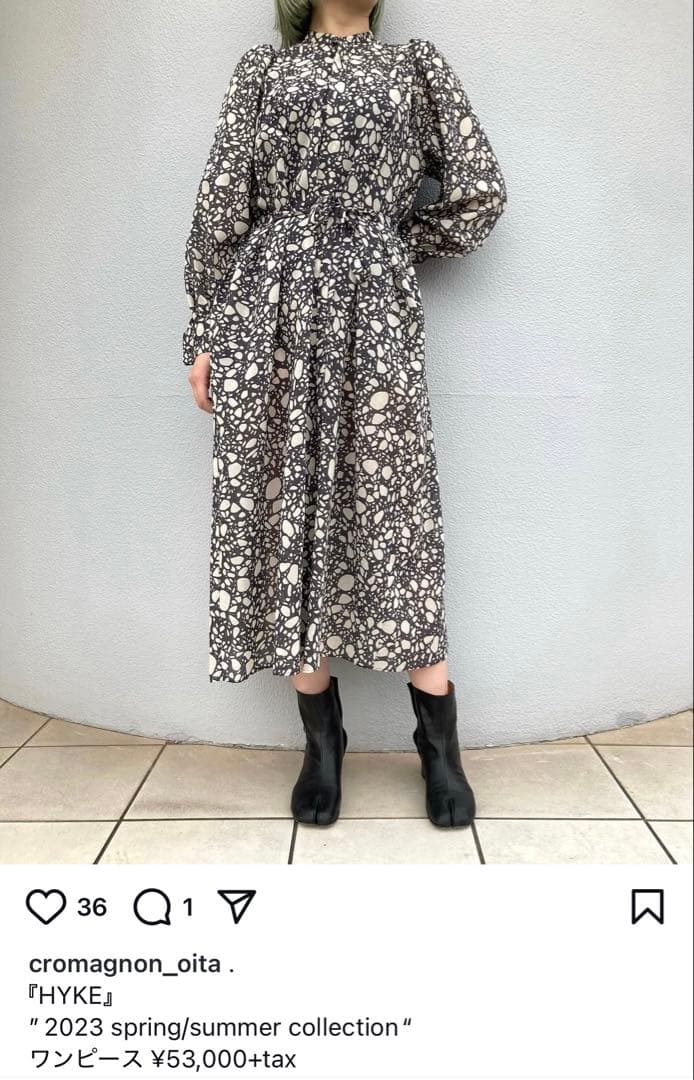 HYKE ハイク PEBBLE PRINTED DRESS サイズ1