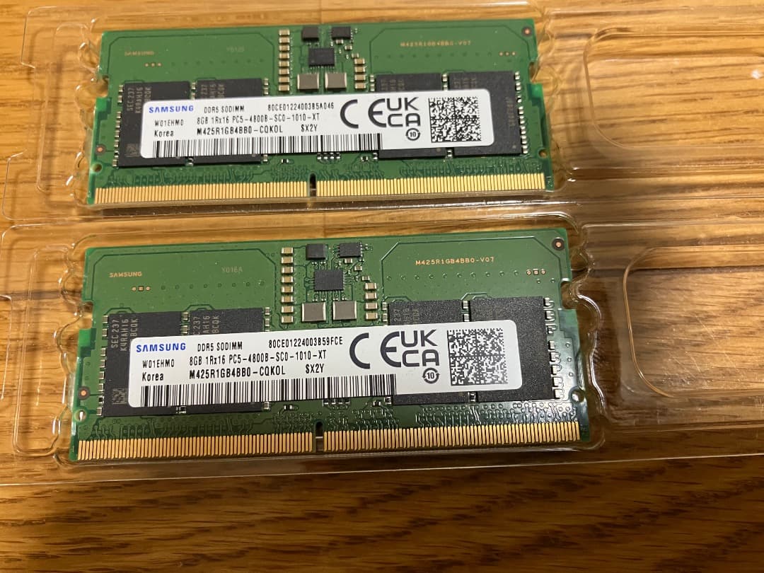 【ノーパソメモリ】DDR 5 4800 8GBx2枚 16GB Samsung
