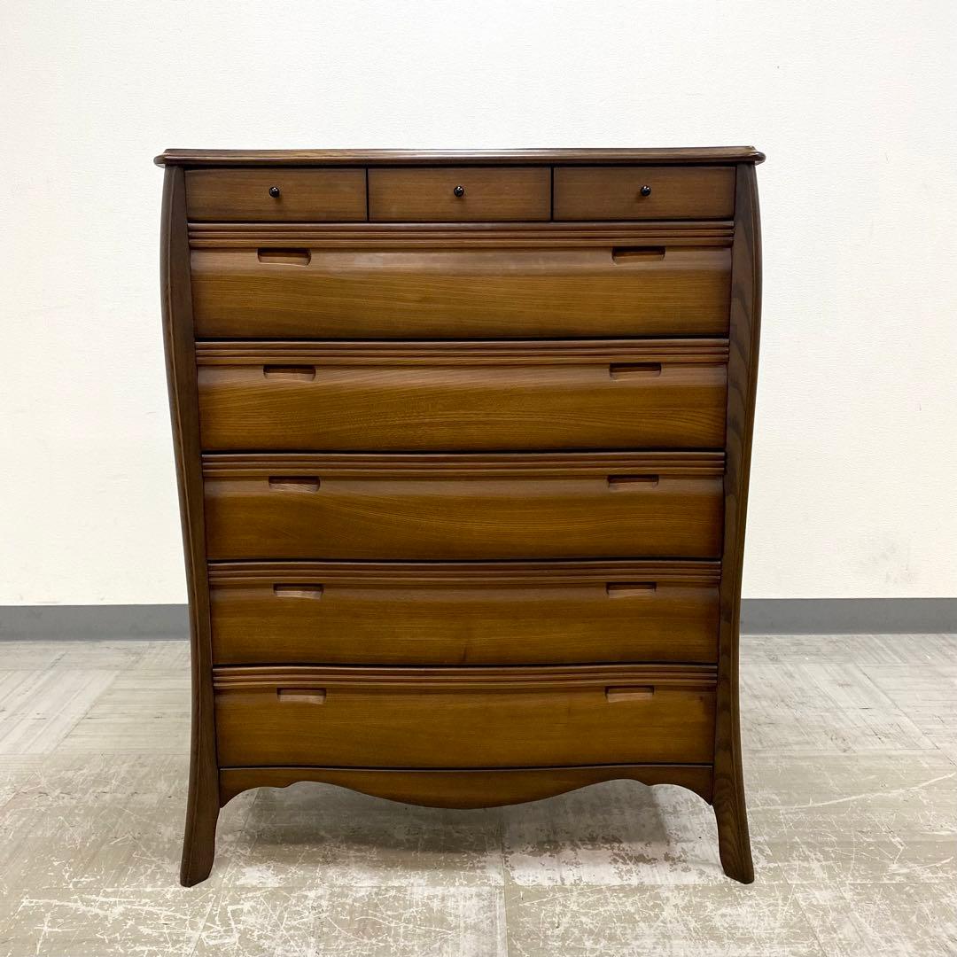 ジュエリーチェスト ハイチェスト 引出し収納 洋服タンス オーク材 ロココ調