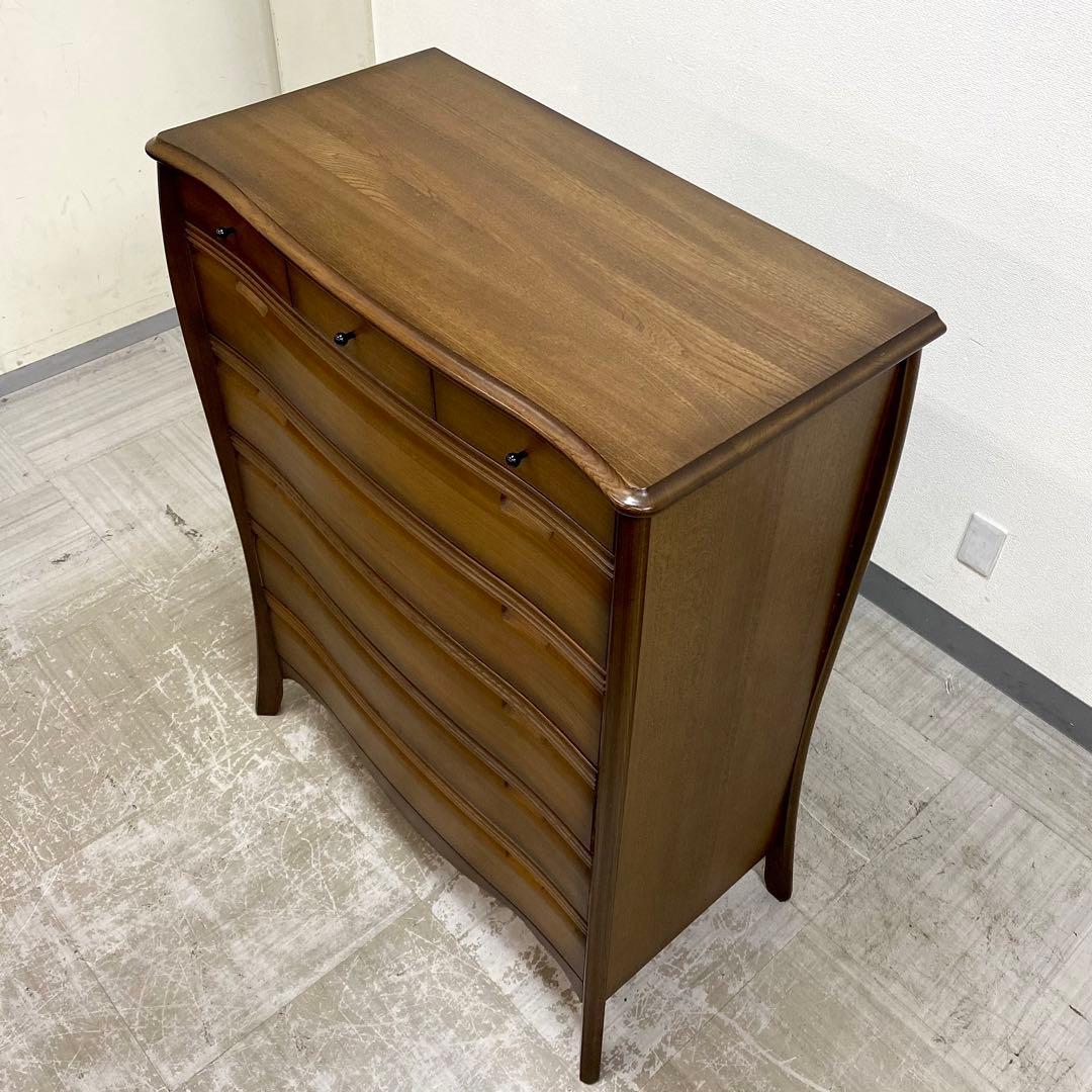 ジュエリーチェスト ハイチェスト 引出し収納 洋服タンス オーク材 ロココ調