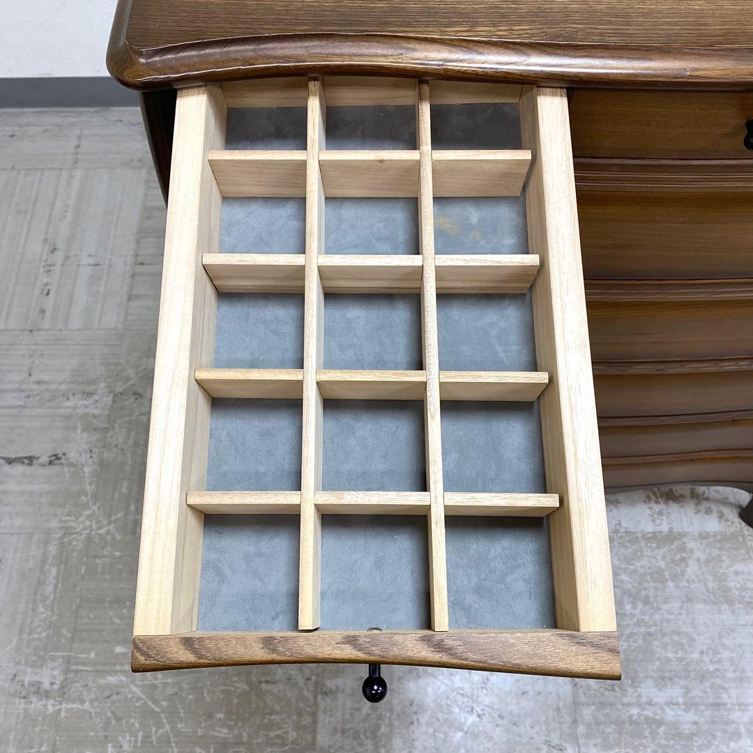 ジュエリーチェスト ハイチェスト 引出し収納 洋服タンス オーク材 ロココ調