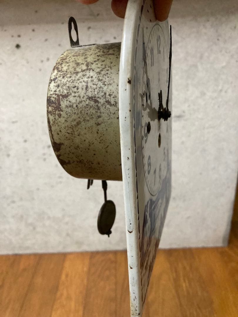 【ジャンク品】アンティーク振り子時計 壁掛け式 陶器製