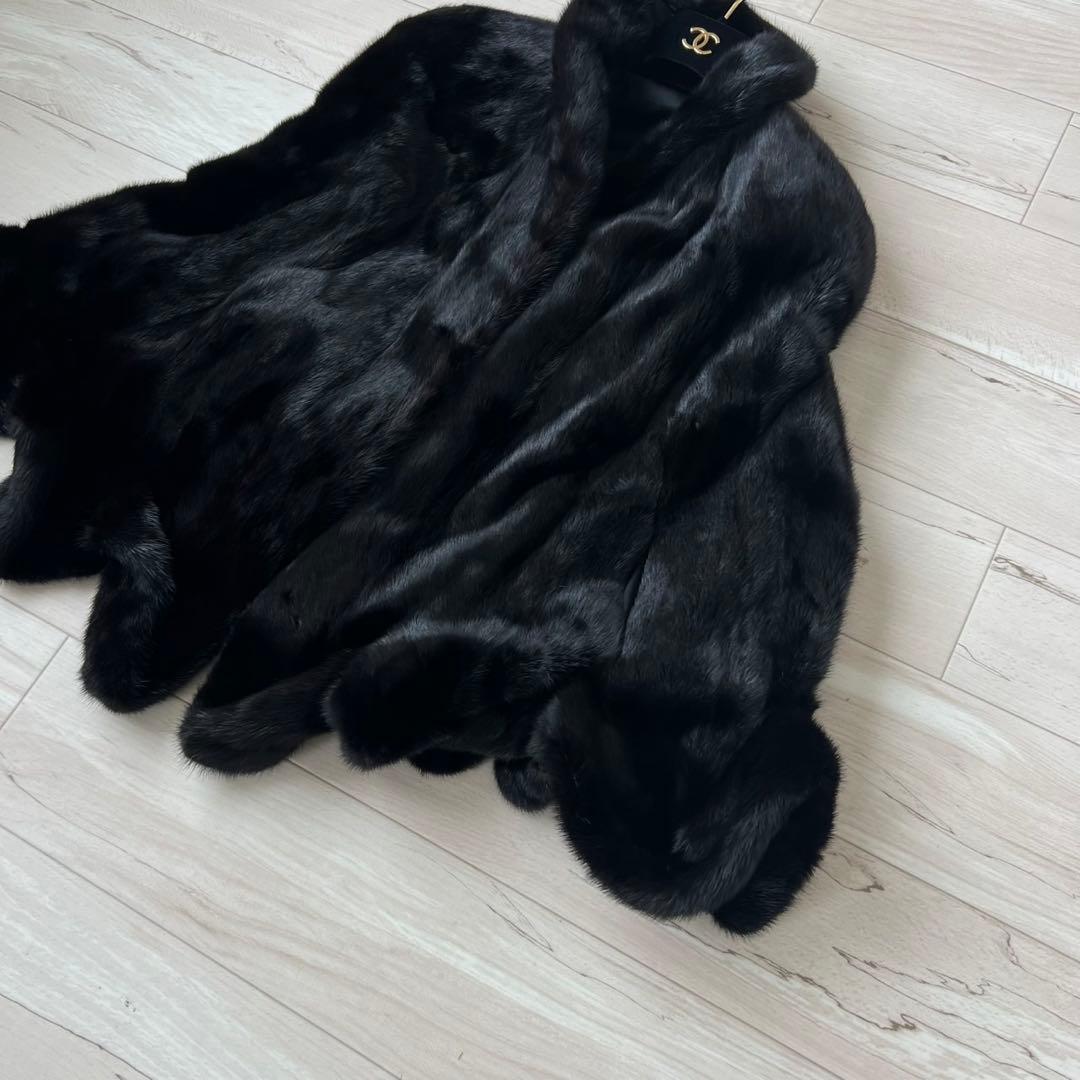 サガミンク　ポンチョ　スカラップ　毛皮　コート