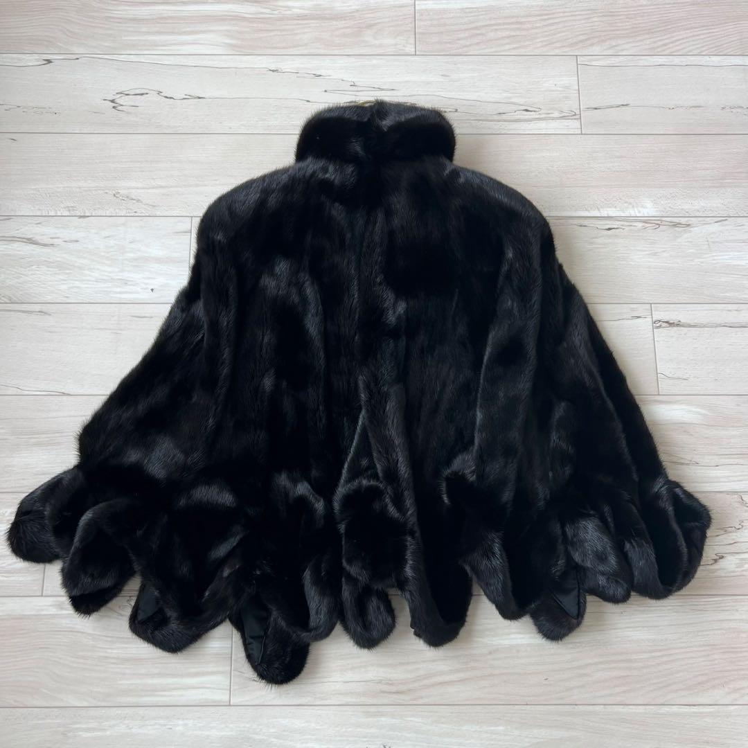 サガミンク　ポンチョ　スカラップ　毛皮　コート