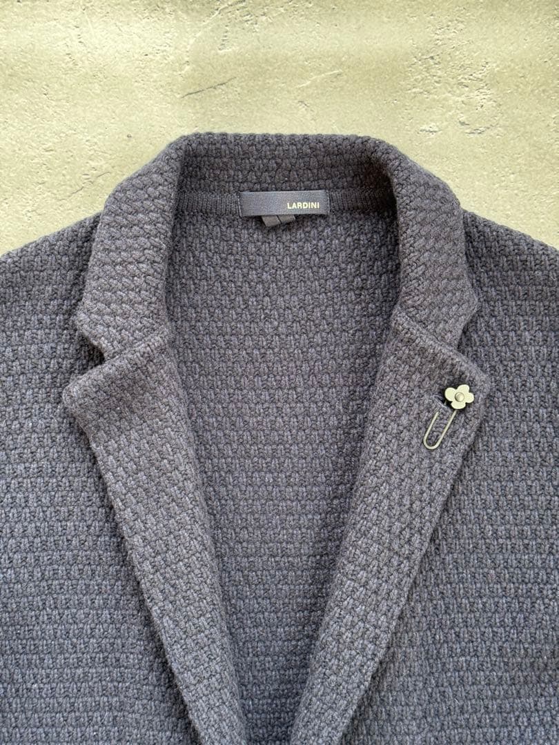 ラルディーニ　カシミヤ100%ニットジャケット2Bネイビー　Sサイズ46相当