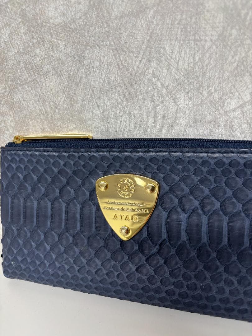 ★極美品★ATAO アタオ limo リモパイソン L字長財布 ネイビー☆