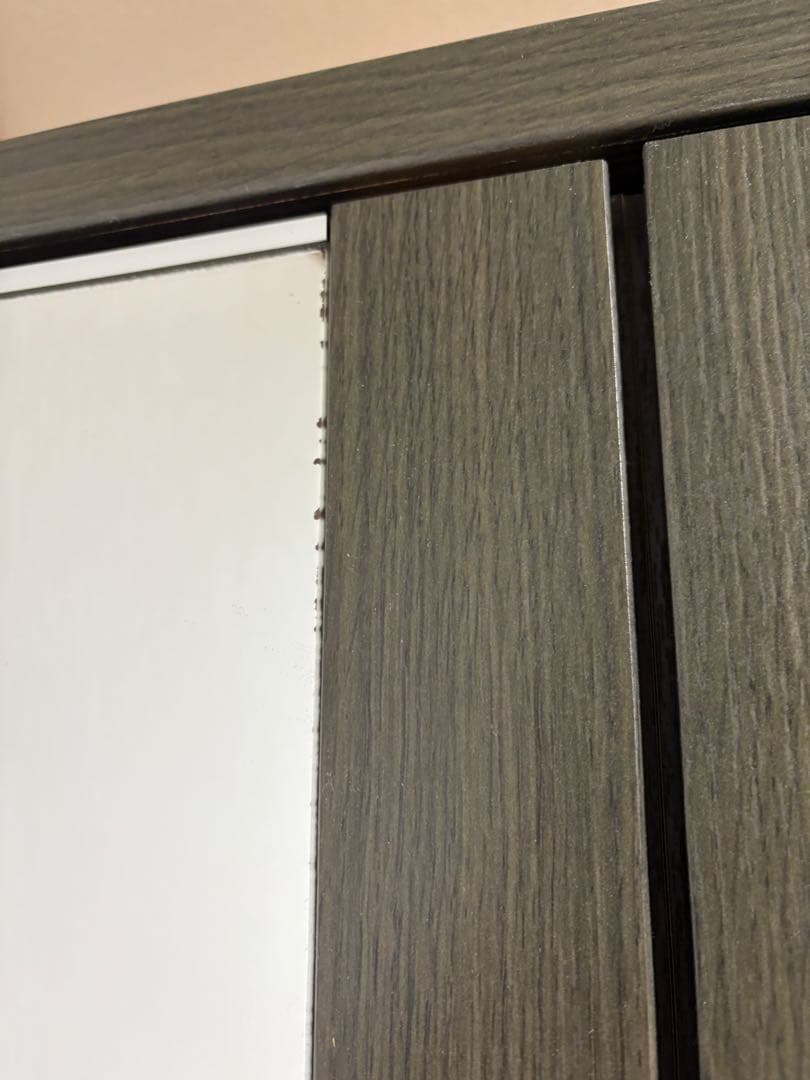 ニトリ ワードローブ ダークブラウン 収納キャビネット ミラー付き