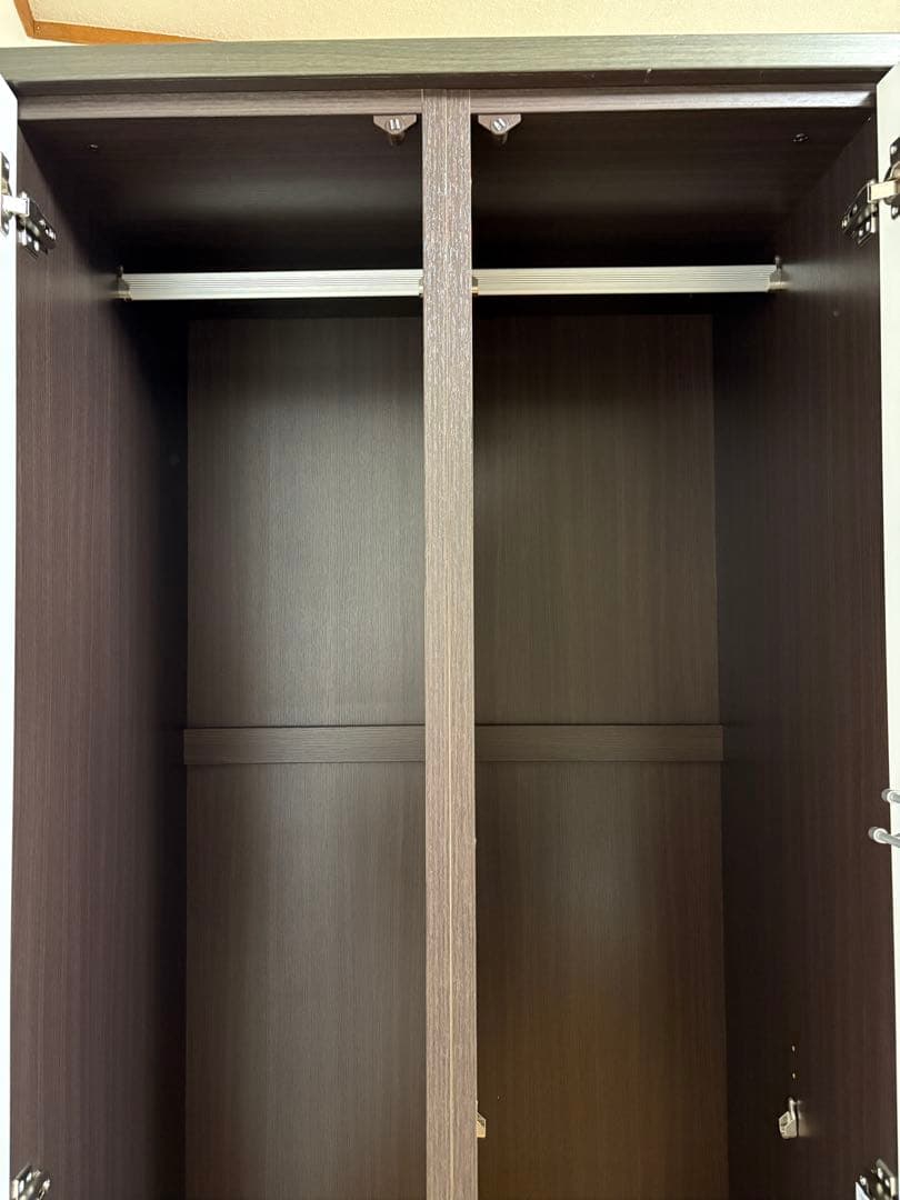 ニトリ ワードローブ ダークブラウン 収納キャビネット ミラー付き