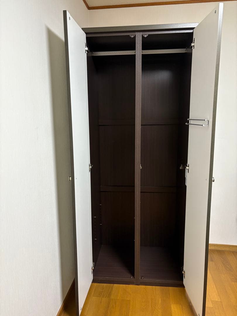 ニトリ ワードローブ ダークブラウン 収納キャビネット ミラー付き