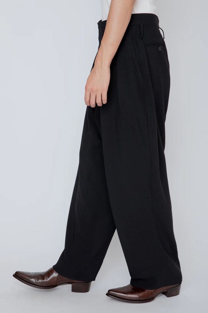 rainmaker 25AW メランジツイル3プリーツトラウザーズ　ブラック　4