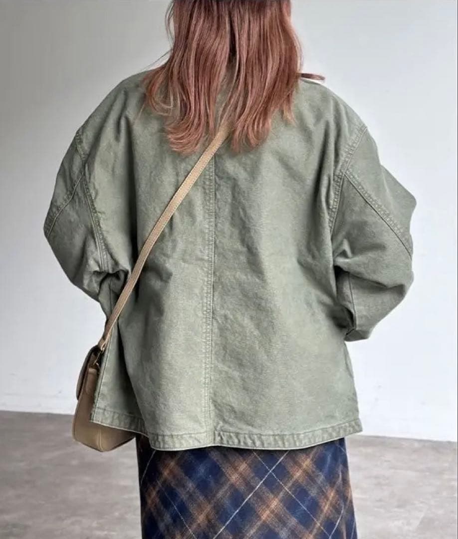 【美品】cpcm 襟コーデュロイワークジャケット　カーキM