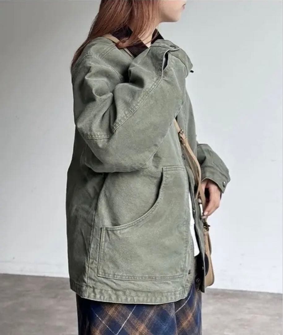 【美品】cpcm 襟コーデュロイワークジャケット　カーキM